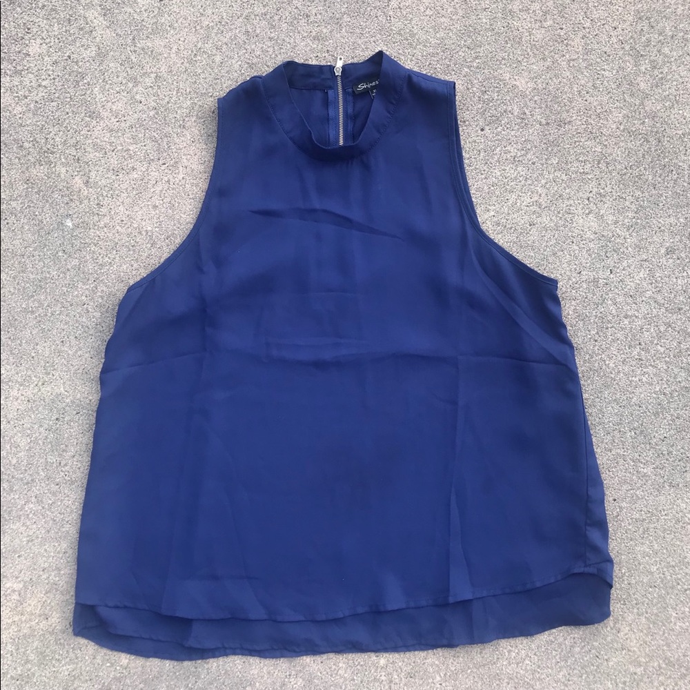 Dark blue tank top with 2 layers and turtle neck!